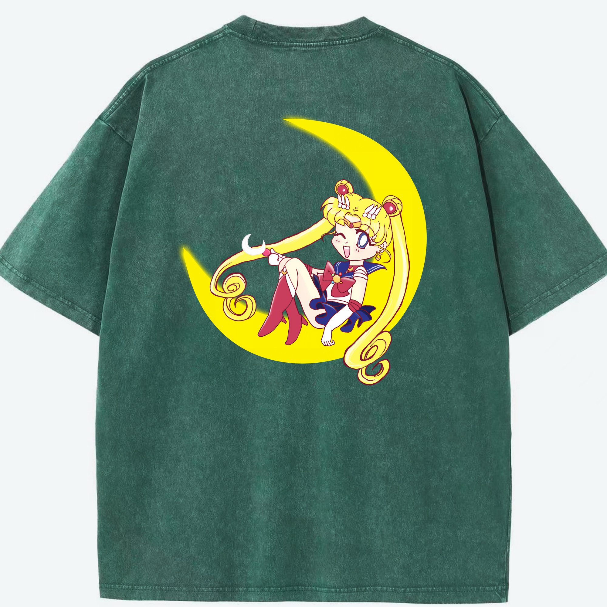 （画像用） 美少女戦士セーラームーン 月野 うさぎ つきの うさぎ Sailor Moon Tsukino Usagi 綿100% ヴィンテージ風 半袖Tシャツ（背面プリント）